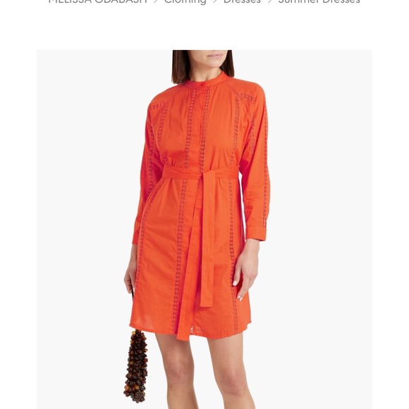 Melissa Odabash Orange Eyelet Stripe Dress Sz M - Picture 1 of 7